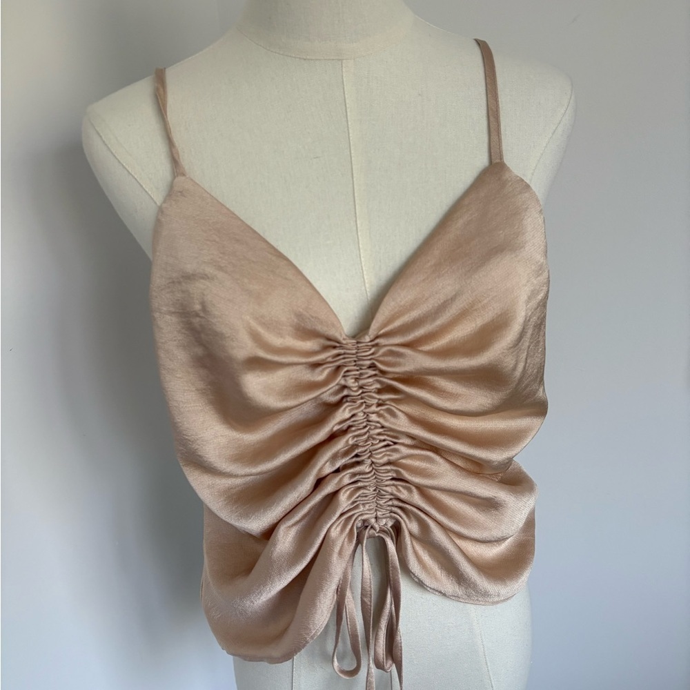 ASOS Rose Gold Ruched Tie Front Camisole
